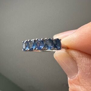 Blue topaz and sterling Silver Gemstone Eternity Ring